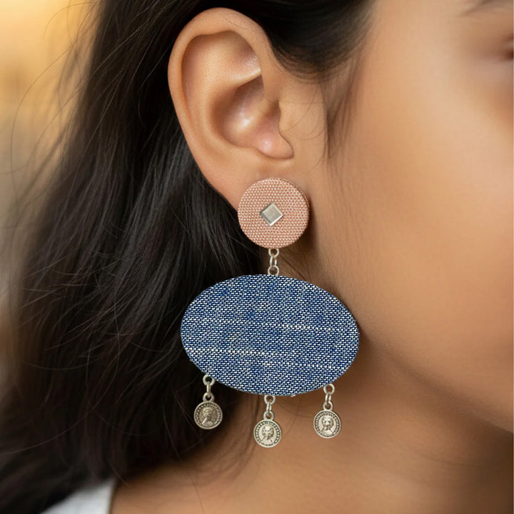 Handmade Denim Queen Statement Earrings