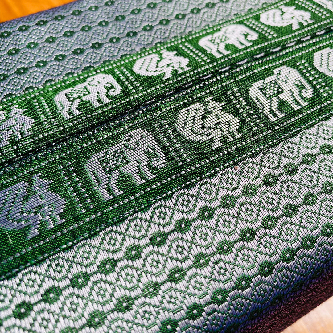 Handmade Grey Elephant & Peacock Motif Khunn Fabric Cotton Tissue Box Cover