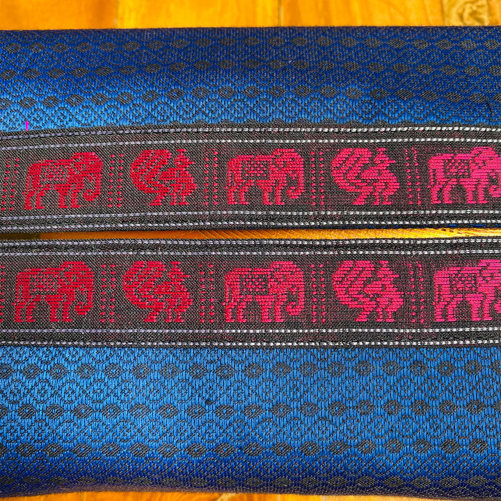 Handmade Blue Elephant & Peacock Motif Khunn Fabric Cotton Tissue Box Cover