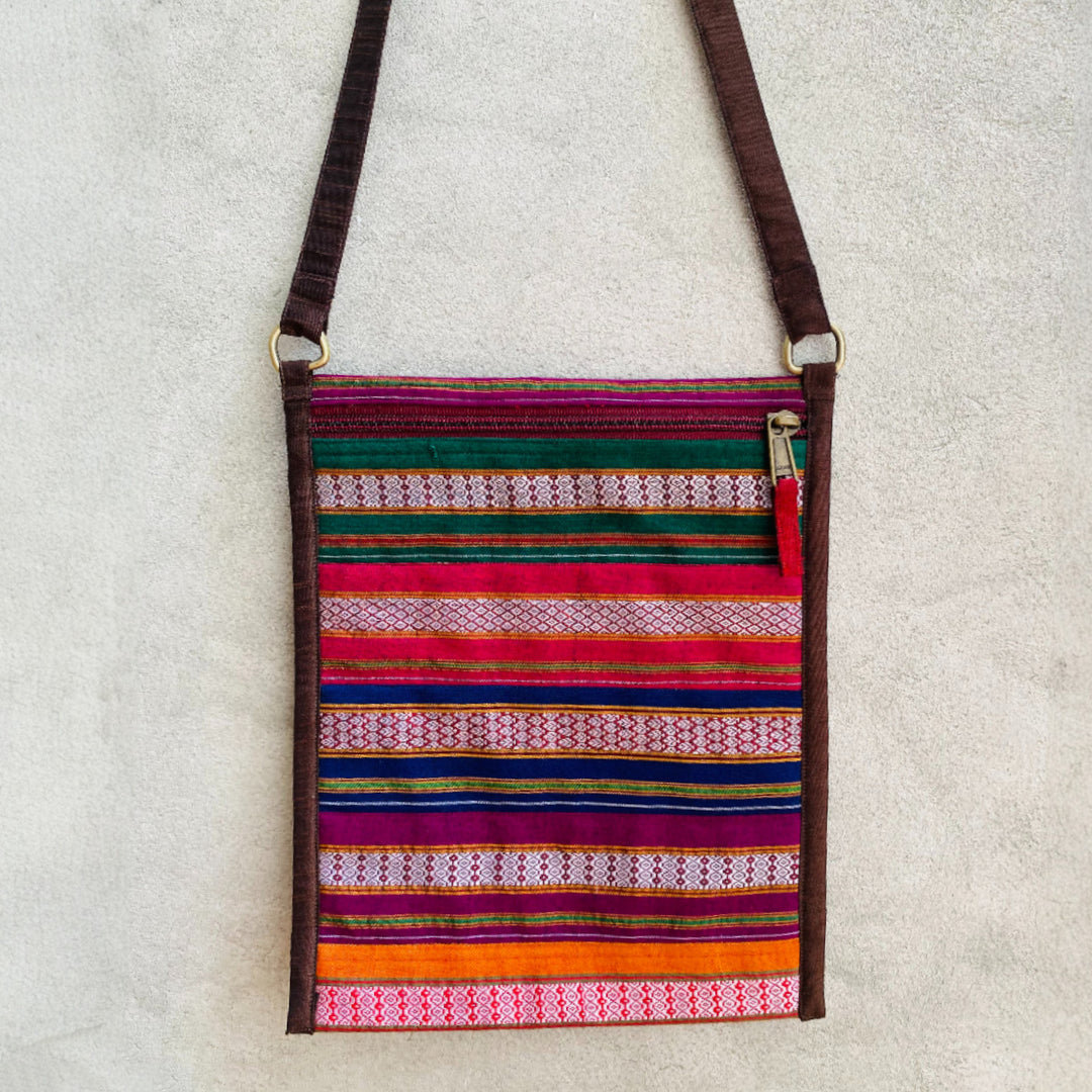 Handmade Traditional Indian Textiles Design Khunn Fabric Cotton Sling Bag
