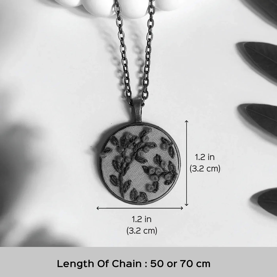 Hand Embroidered Rosy Reverie Antique Finish Necklace