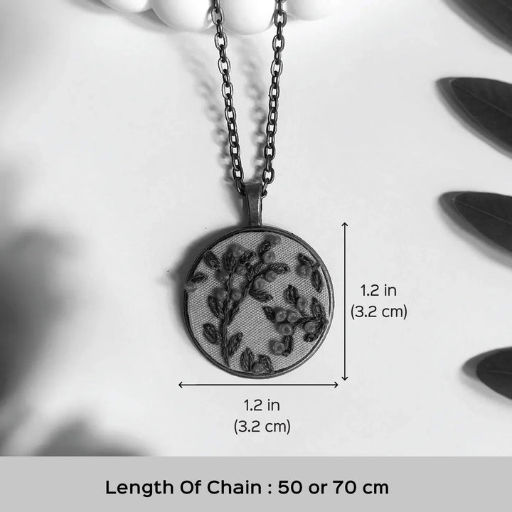 Hand Embroidered Rosy Reverie Antique Finish Necklace