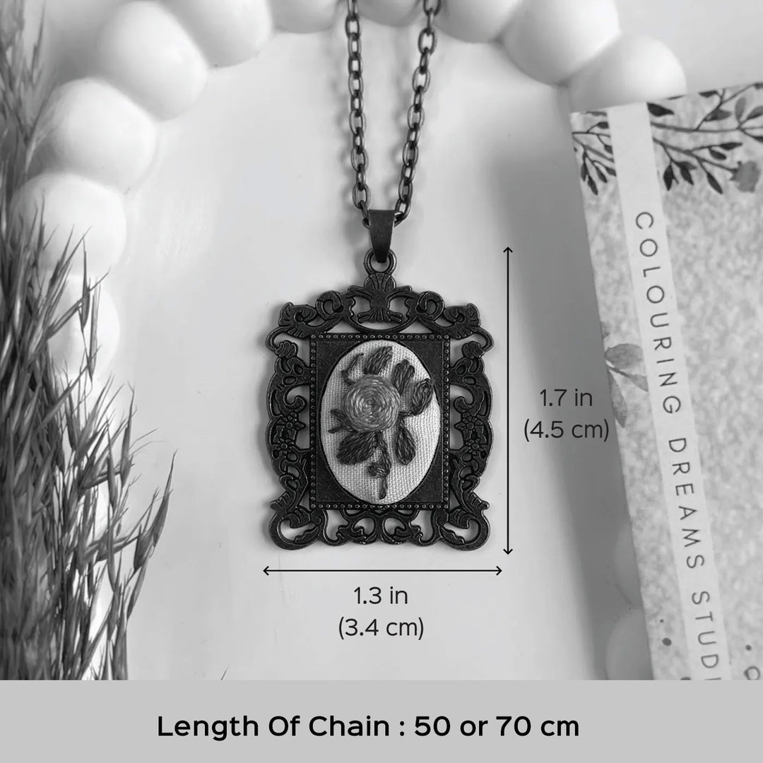 Hand Embroidered Flamingo Petals Antique Finish Necklace