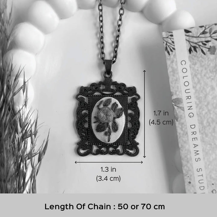 Hand Embroidered Flamingo Petals Antique Finish Necklace