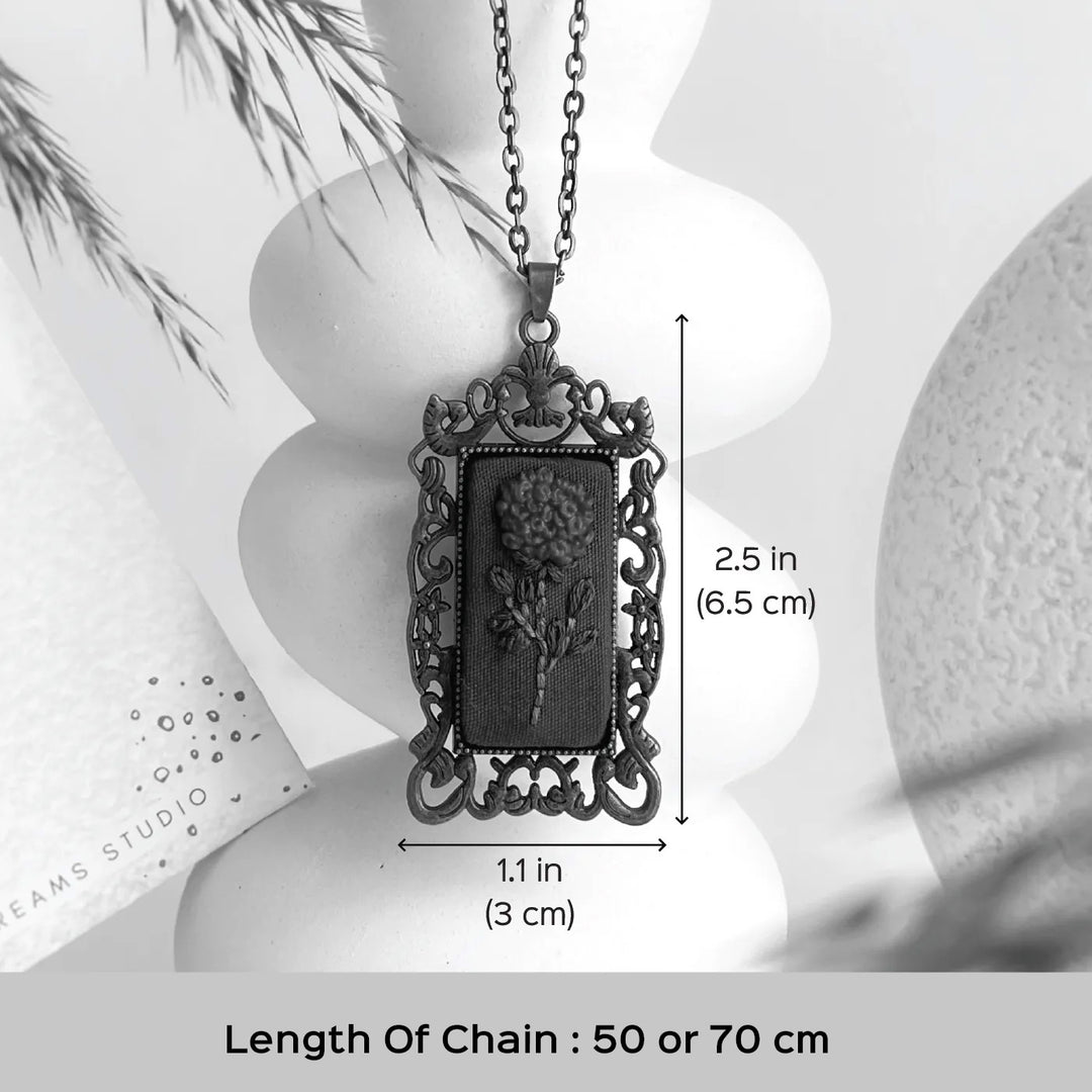 Hand Embroidered Whispered Memory Antique Finish Necklace