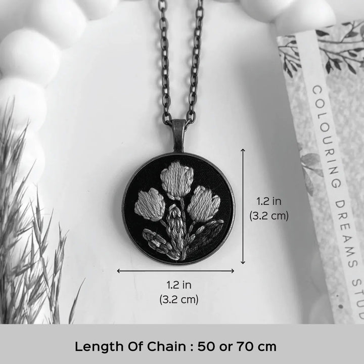 Hand Embroidered Garden's Tale Antique Finish Necklace