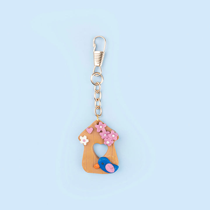 Handcrafted Little Bird Clay Keychain