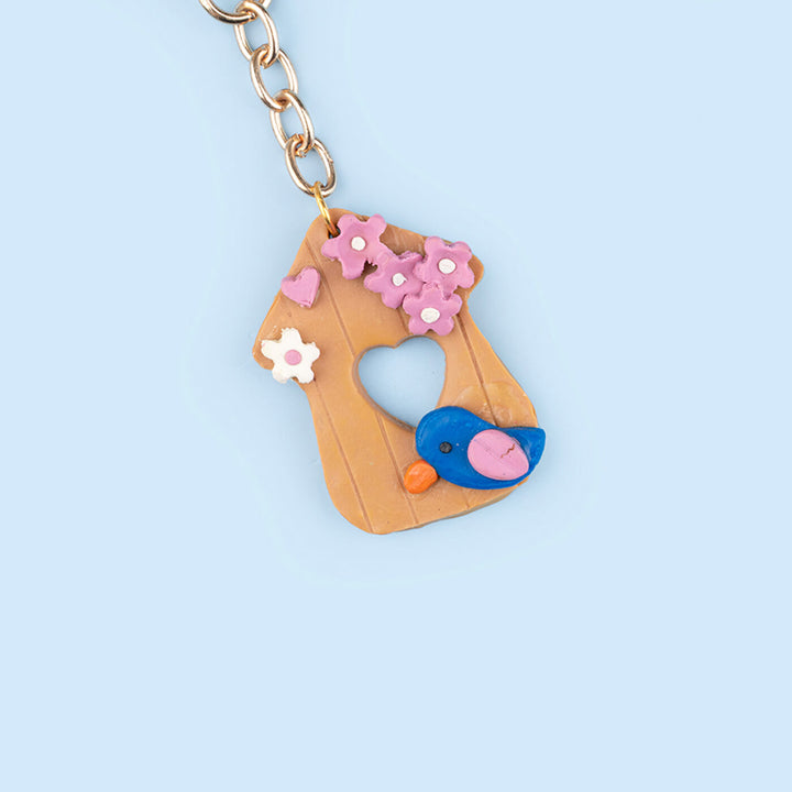 Handcrafted Little Bird Clay Keychain