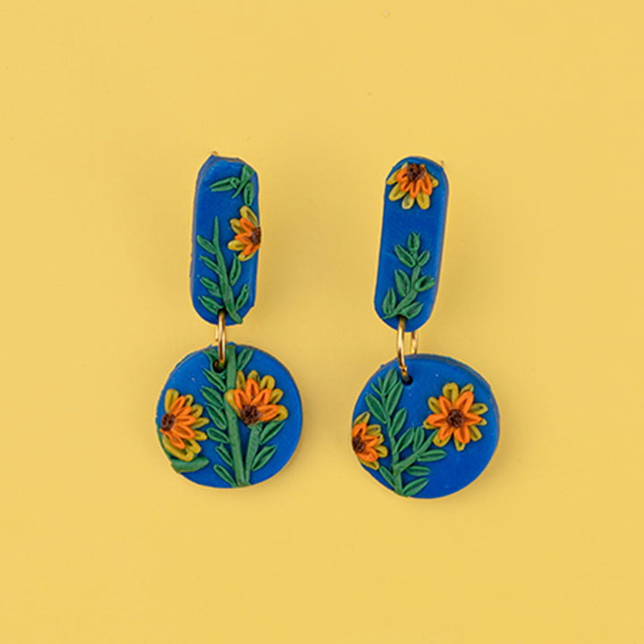 Handcrafted Clay Sunflower Earrings