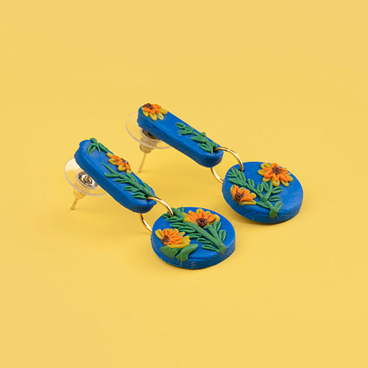 Handcrafted Clay Sunflower Earrings