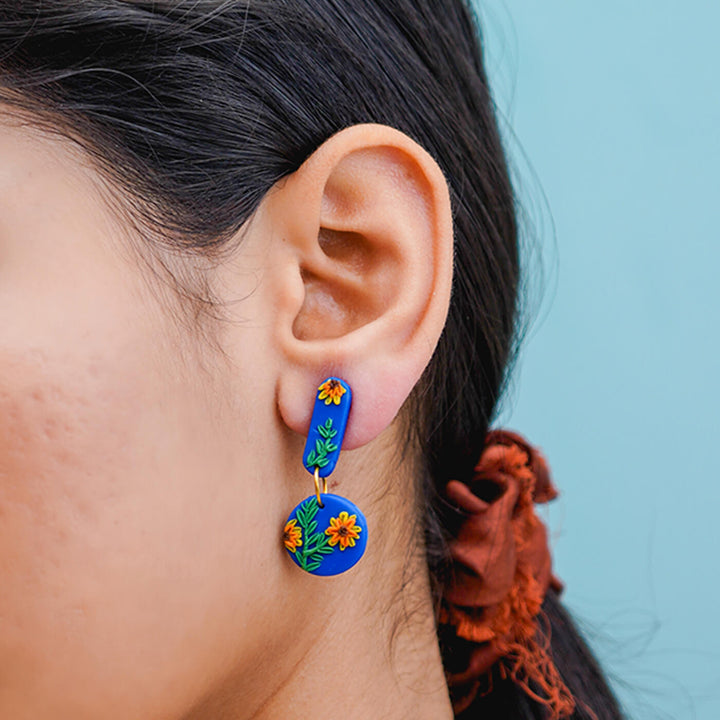Handcrafted Clay Sunflower Earrings