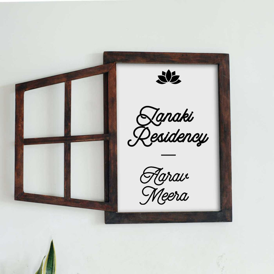 Classic Illusion Window Personalised Distress Finish Pine Wood Nameplate