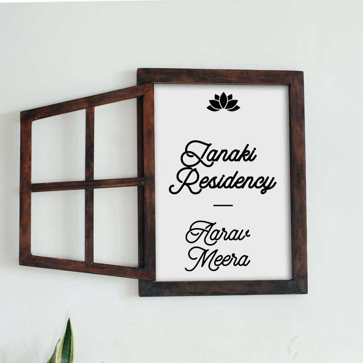 Classic Illusion Window Personalised Distress Finish Pine Wood Nameplate