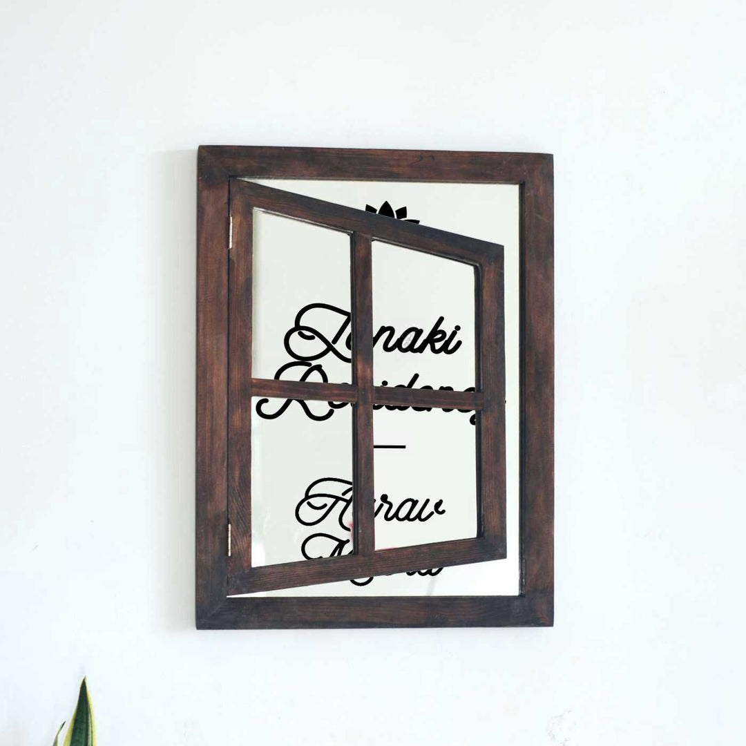 Classic Illusion Window Personalised Distress Finish Pine Wood Nameplate
