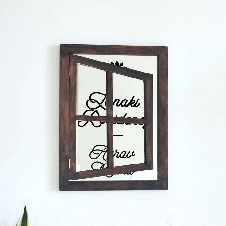 Classic Illusion Window Personalised Distress Finish Pine Wood Nameplate