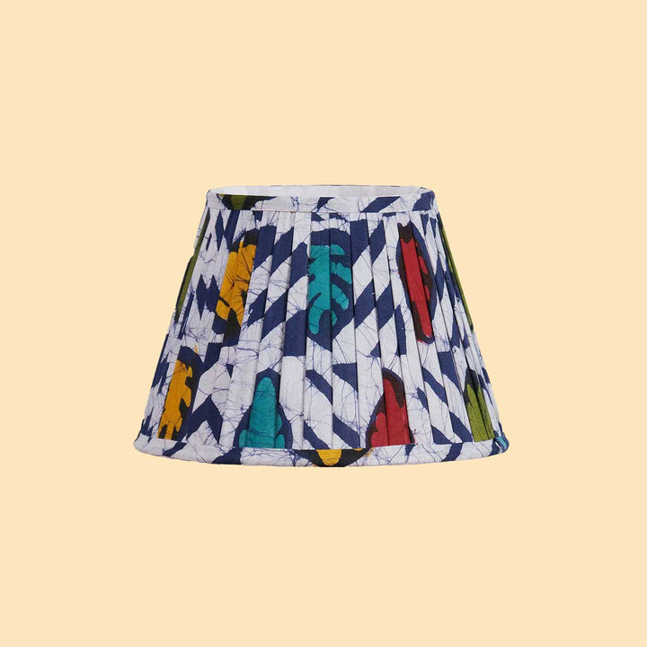 Batik Pleated Fabric & Blue Pottery Lamp