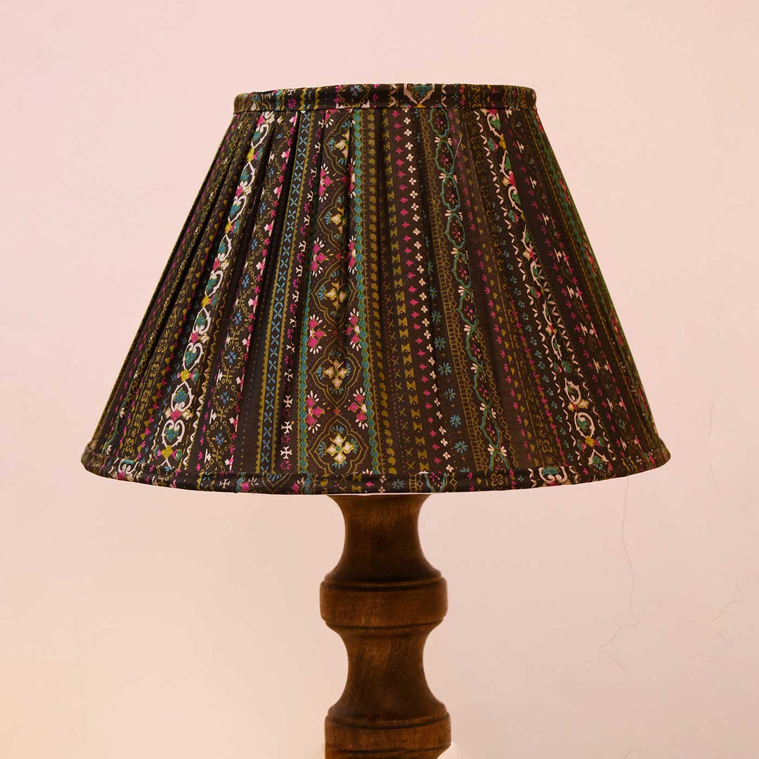 Upcycled Black Stripes Sari Pleated Empire Lampshade