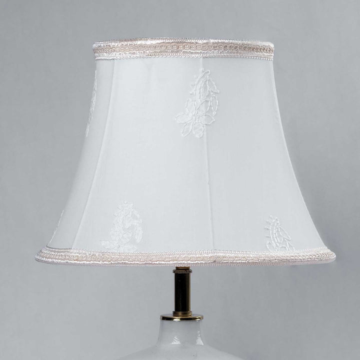 Hand-Embroidered Chikankari Boota & Blue Pottery Lamp