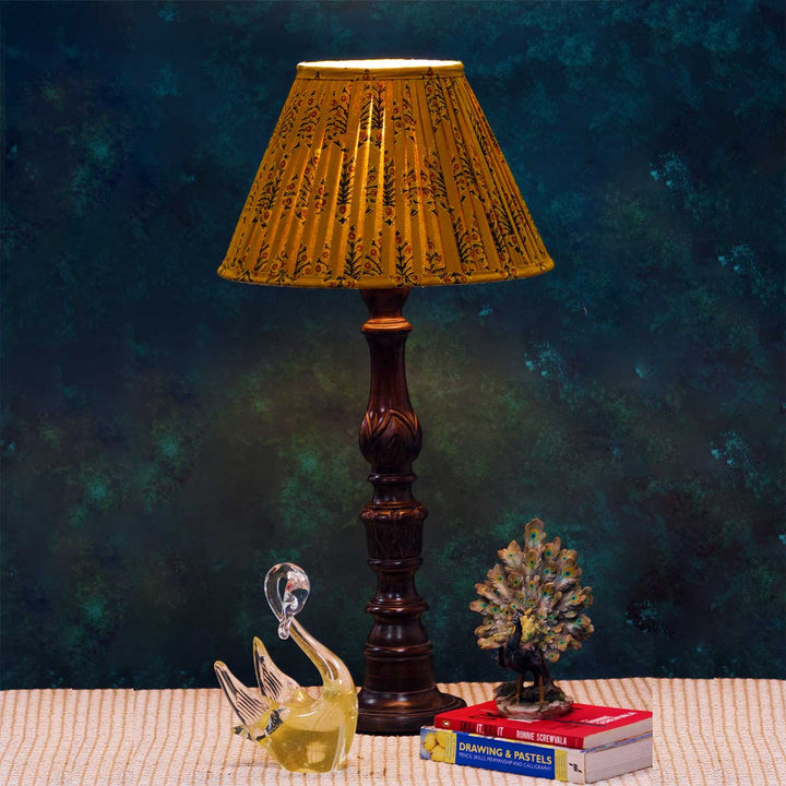 Kalamkari Mustard Block Print Pleated Empire Lampshade