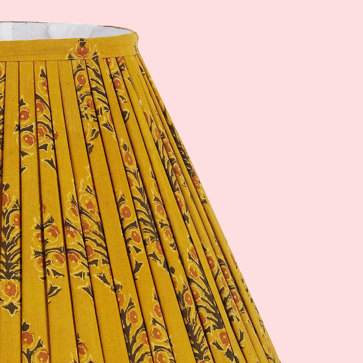 Kalamkari Mustard Block Print Pleated Empire Lampshade