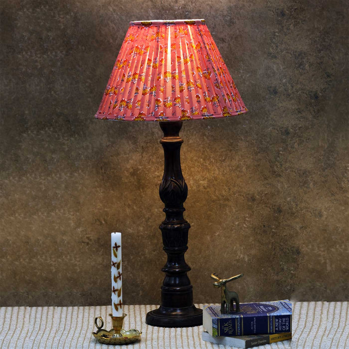 Peach Block Print Multicolor Pleated Empire Lampshade