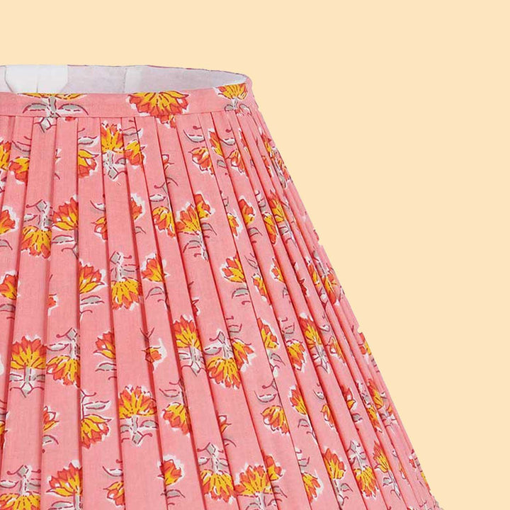 Peach Block Print Multicolor Pleated Empire Lampshade