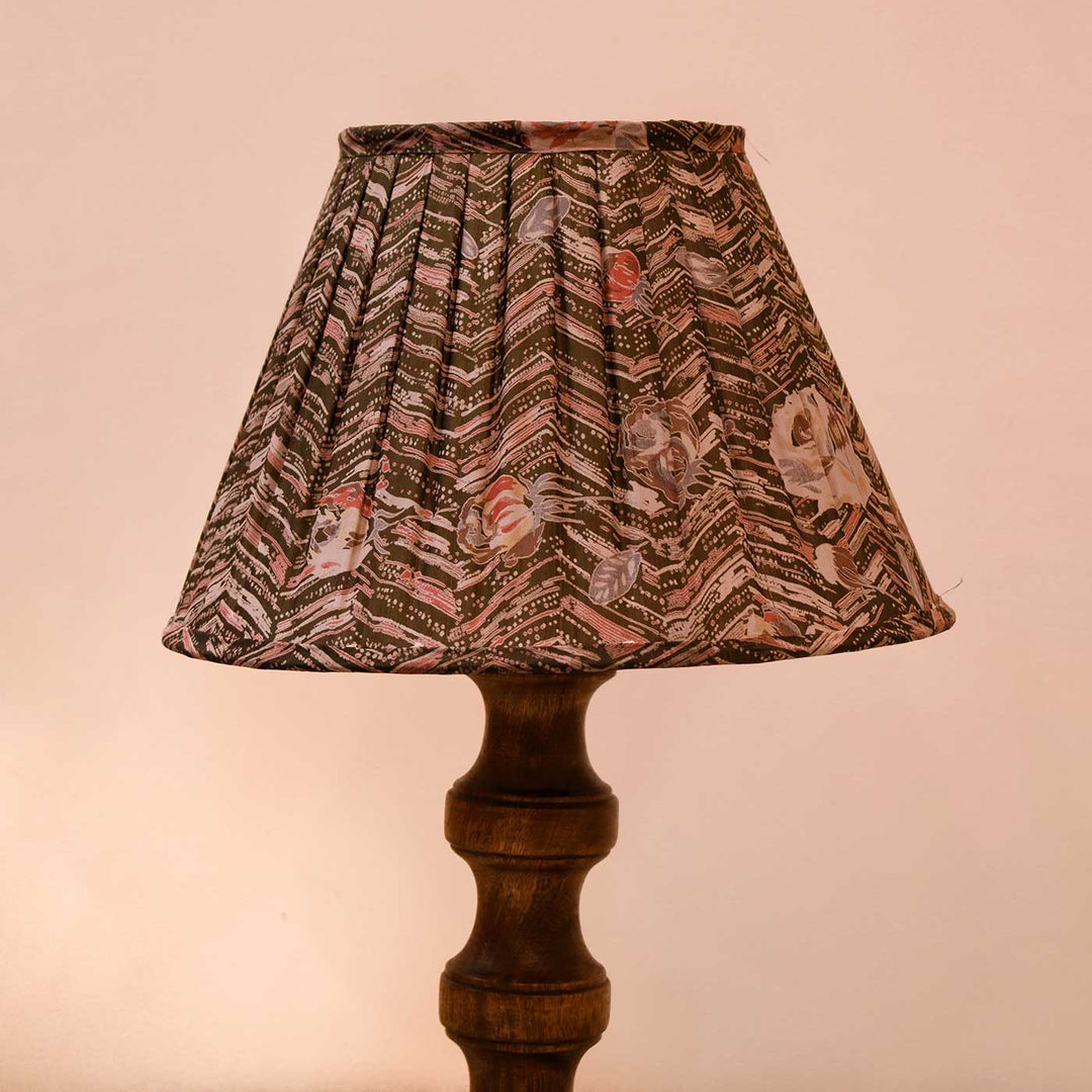 Upcycled Black Stripes Sari Pleated Empire Lampshade