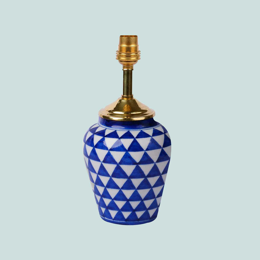 Batik Pleated Fabric & Blue Pottery Lamp