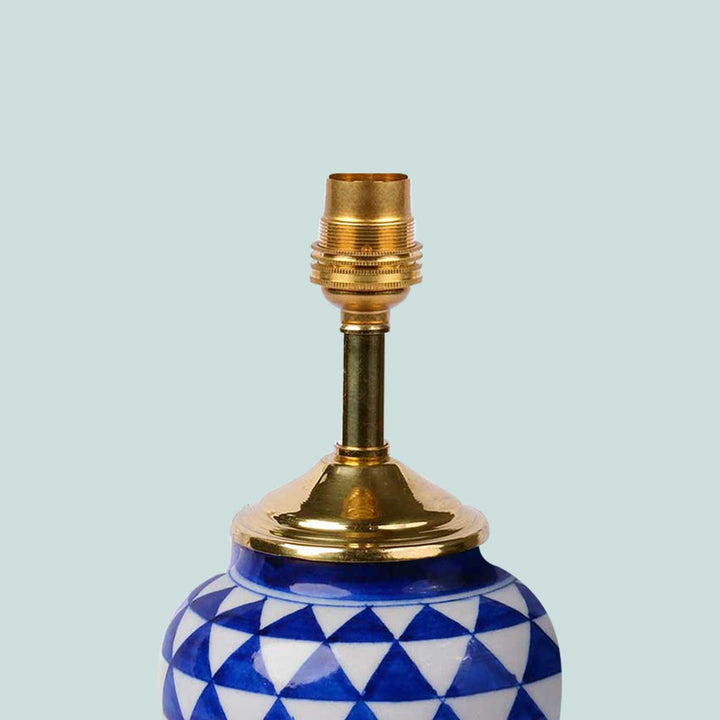 Marigold Block Print Pleated Fabric & Blue Pottery Lamp