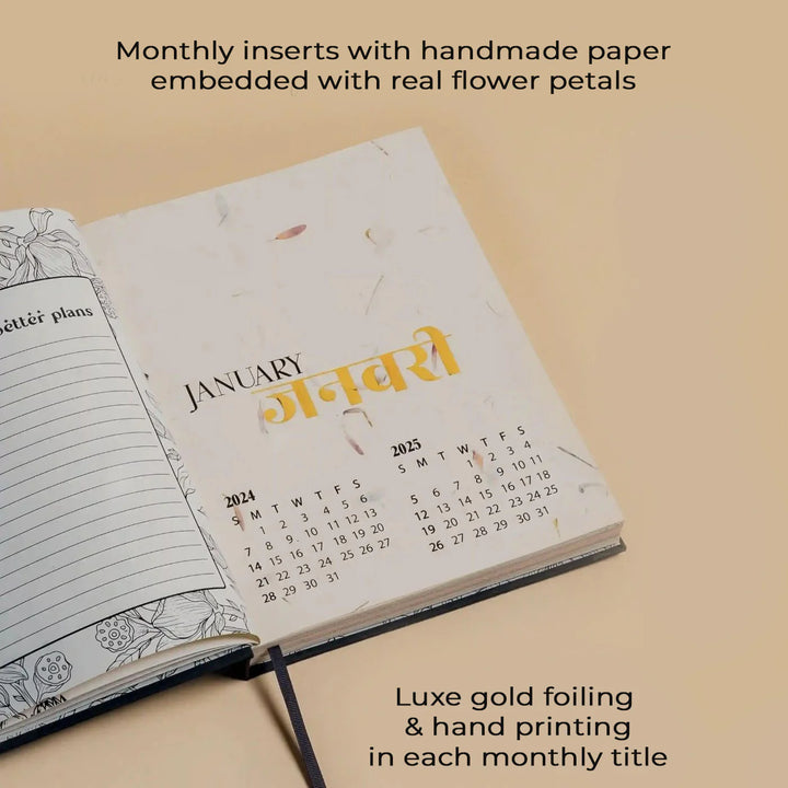 Handmade Manmohini Green  Planner With Habit Tracker | 160 Pages