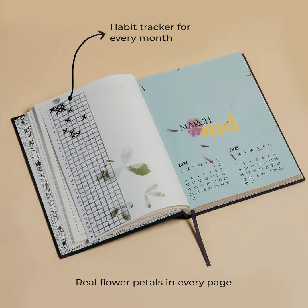 Handmade Manmohini Green  Planner With Habit Tracker | 160 Pages