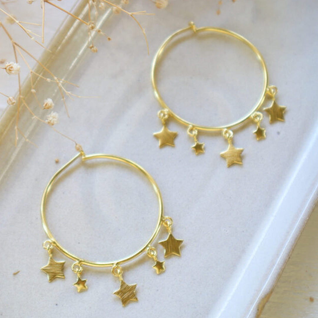 Contemporary In To The Stars Hoop Earrings | 18K Gold Dipped