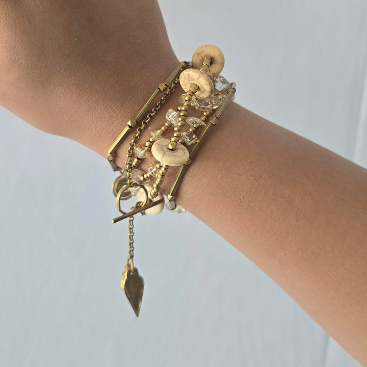 Handmade Ivory Drift Modular Brass Necklace