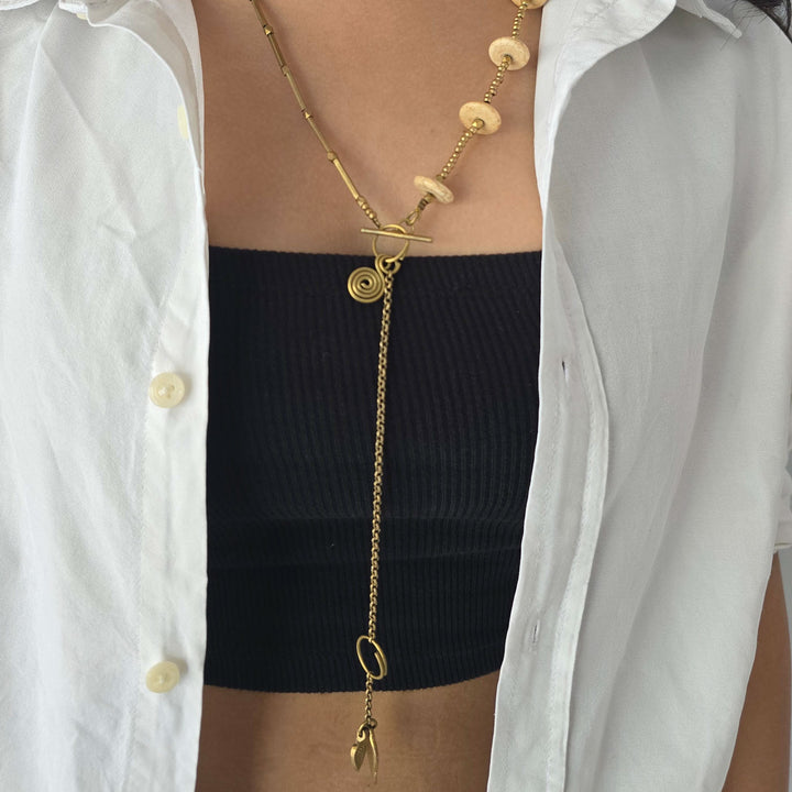 Handmade Ivory Drift Modular Brass Necklace