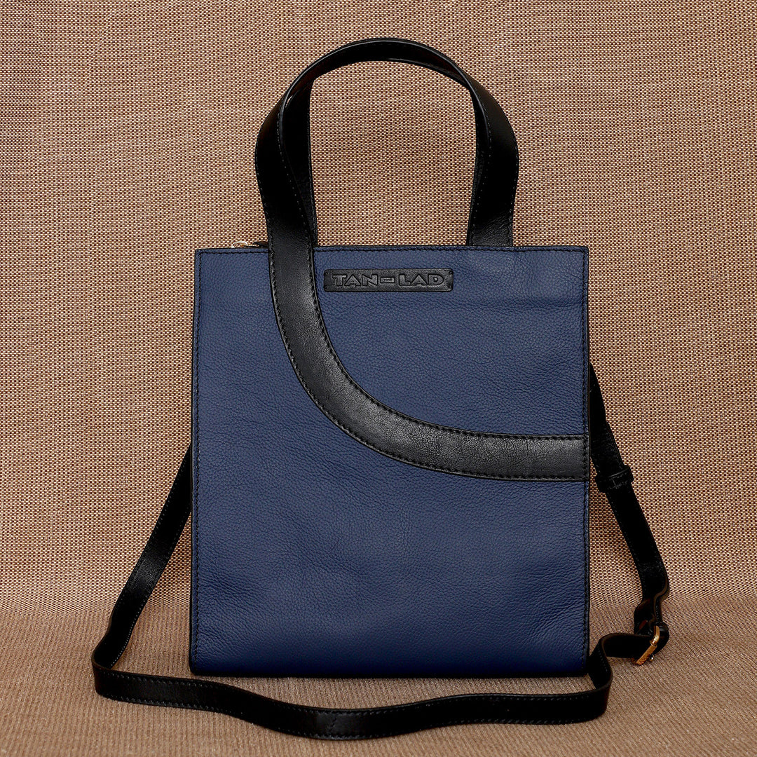 Personalized Blue Little Monica Leather Handbag With Sling