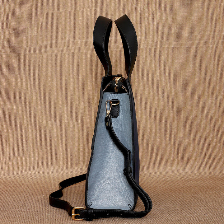 Personalized Blue Little Monica Leather Handbag With Sling