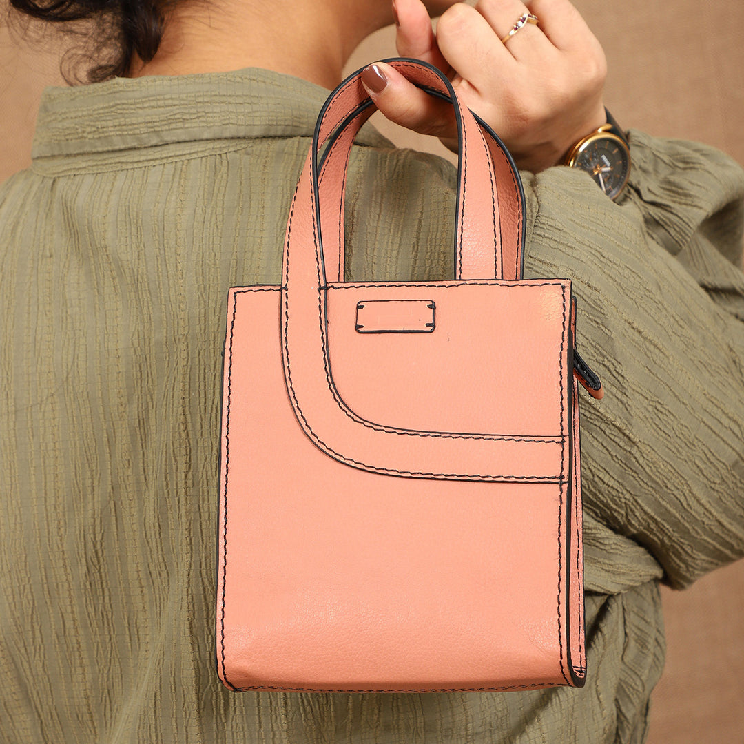 Mini Personalized Pink Monica Leather Handbag
