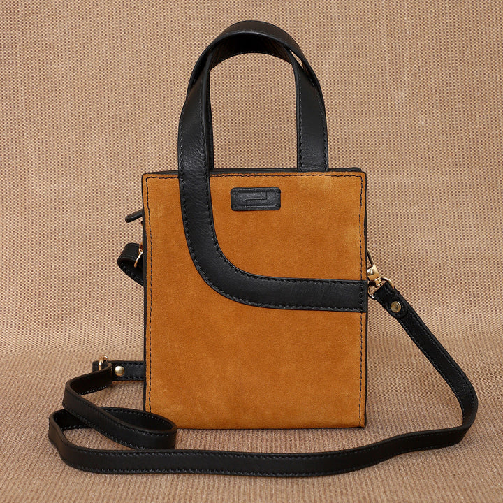 Mini Personalized Orange Monica Leather Handbag With Sling