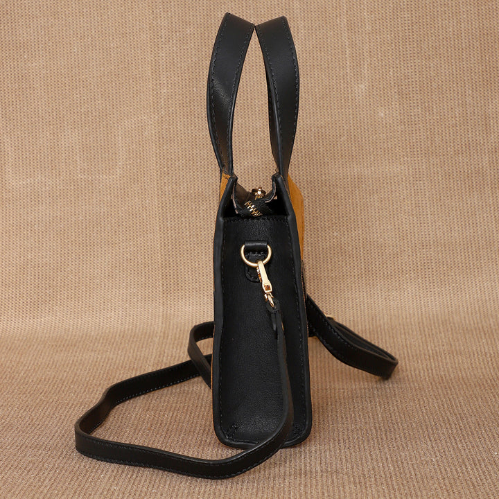 Mini Personalized Orange Monica Leather Handbag With Sling