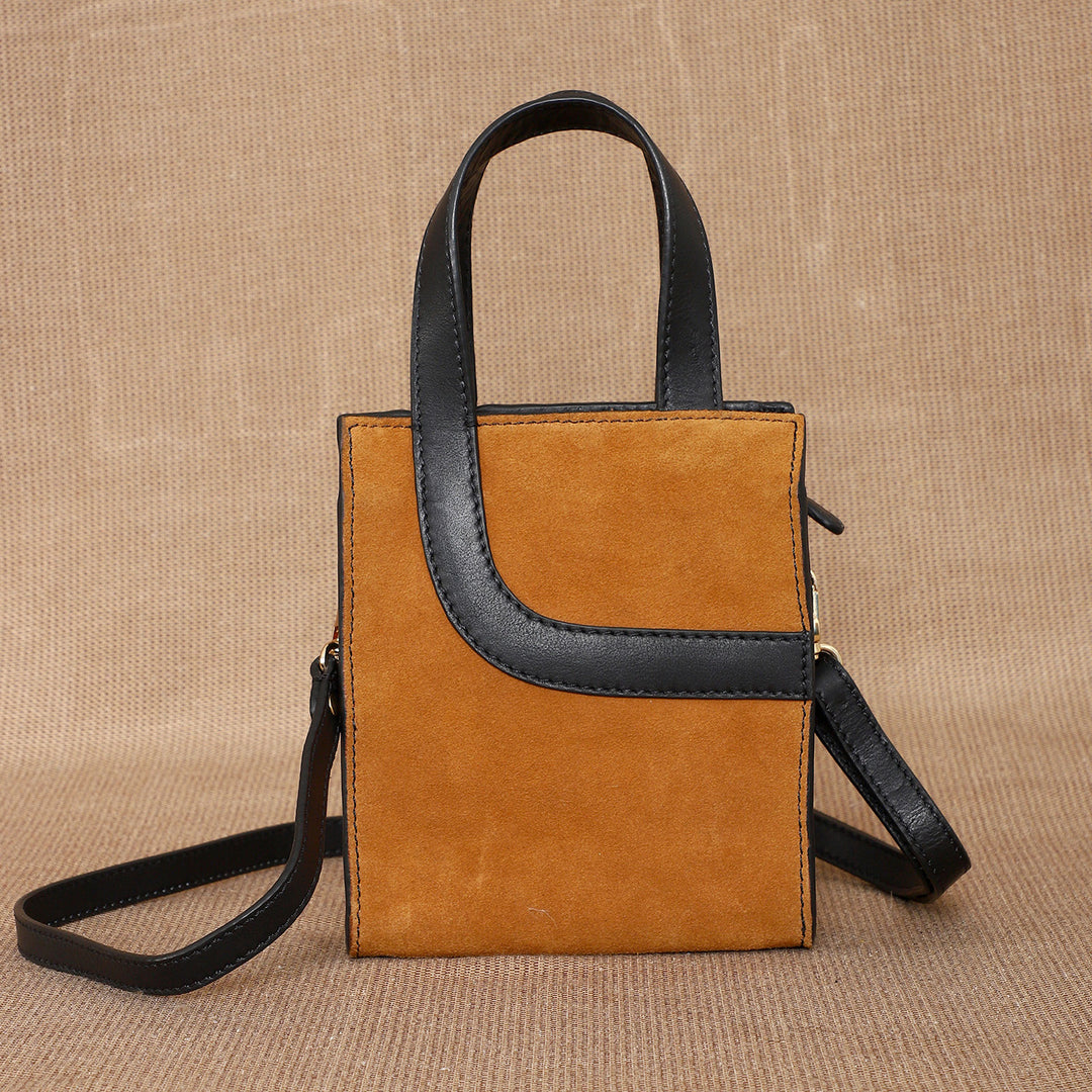 Mini Personalized Orange Monica Leather Handbag With Sling