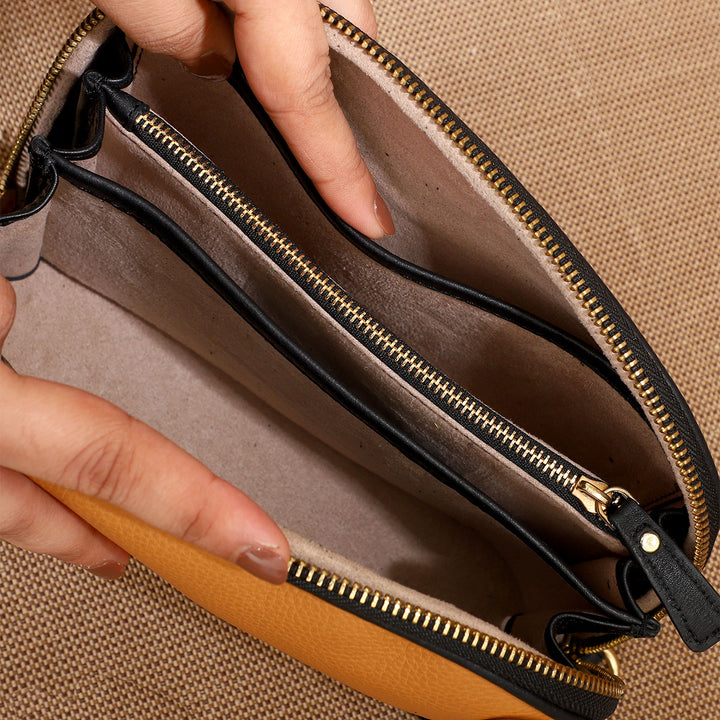 Personalized Light Orange Brooklyn Leather Sling Bag