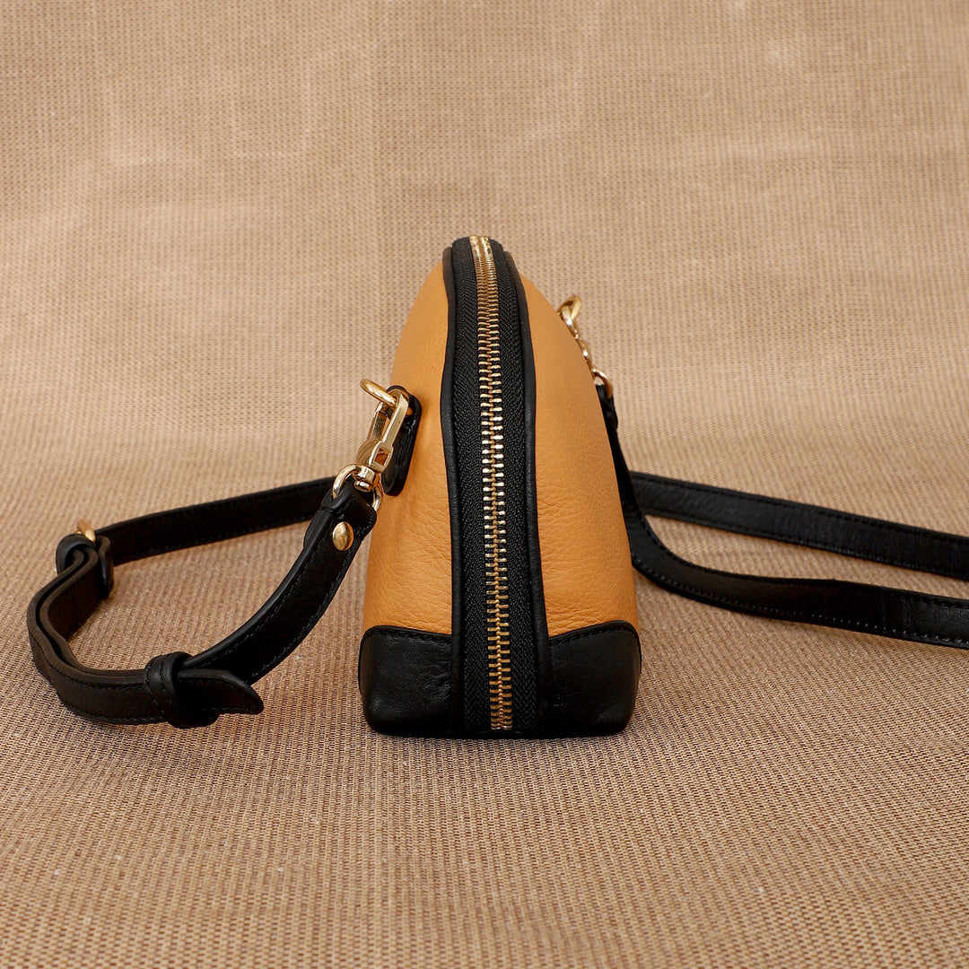 Personalized Light Orange Brooklyn Leather Sling Bag