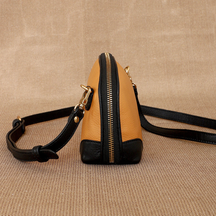 Personalized Light Orange Brooklyn Leather Sling Bag