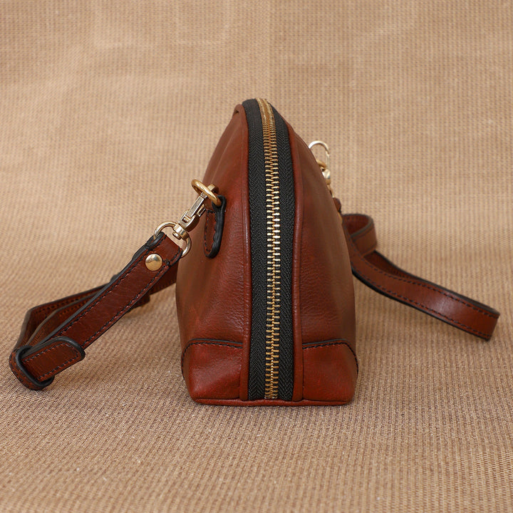 Personalized Brown Brooklyn Leather Sling Bag