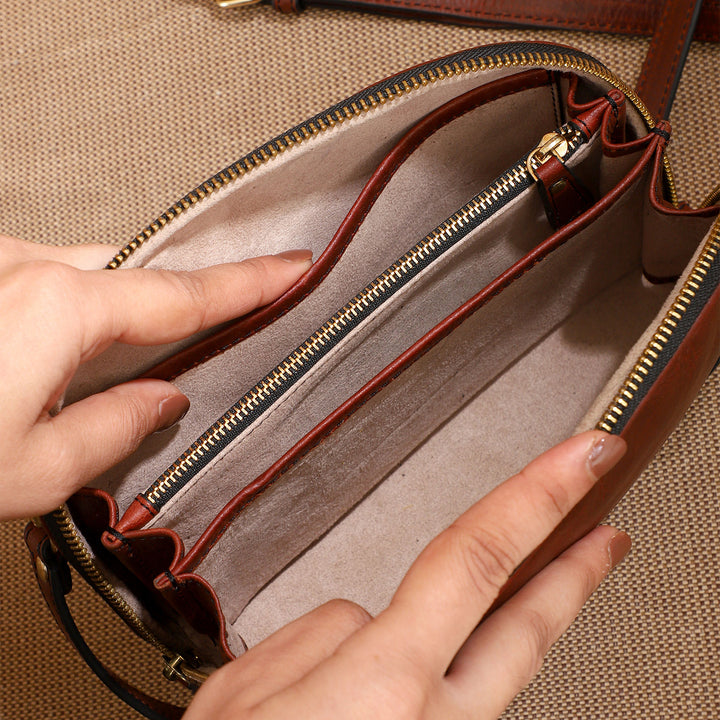 Personalized Brown Brooklyn Leather Wristlet