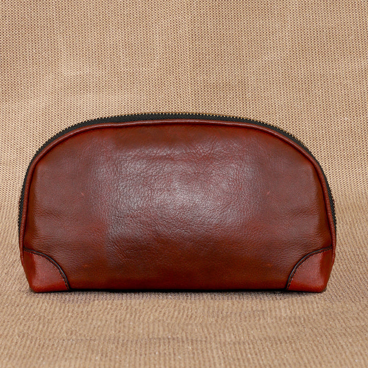 Personalized Brown Brooklyn Leather Wristlet
