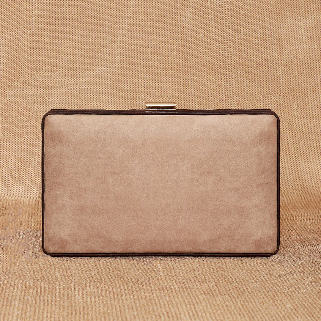 Personalized Taupe Brick Leather Clutch