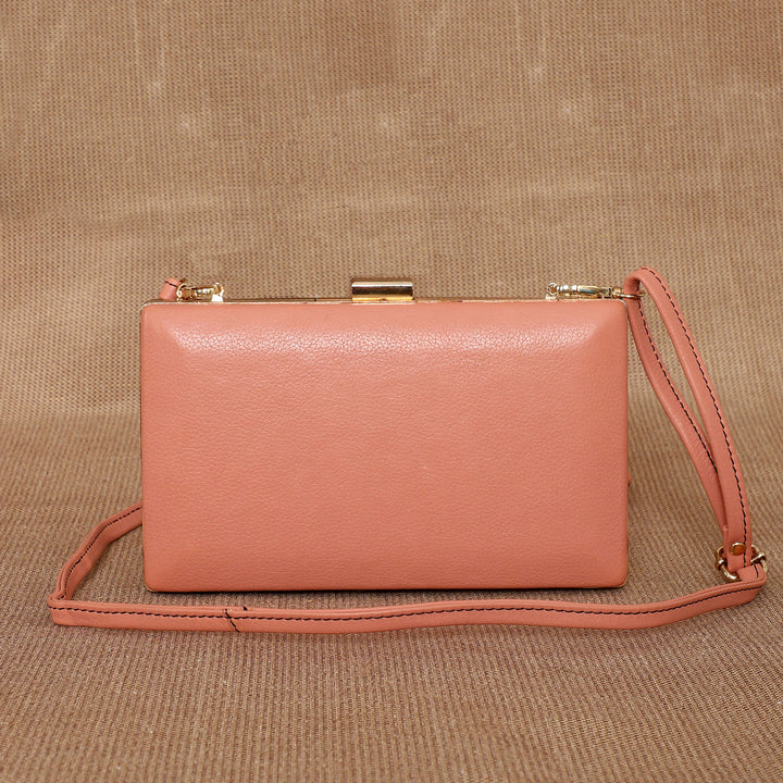 Personalized Pink Brick Leather Clutch With Sling