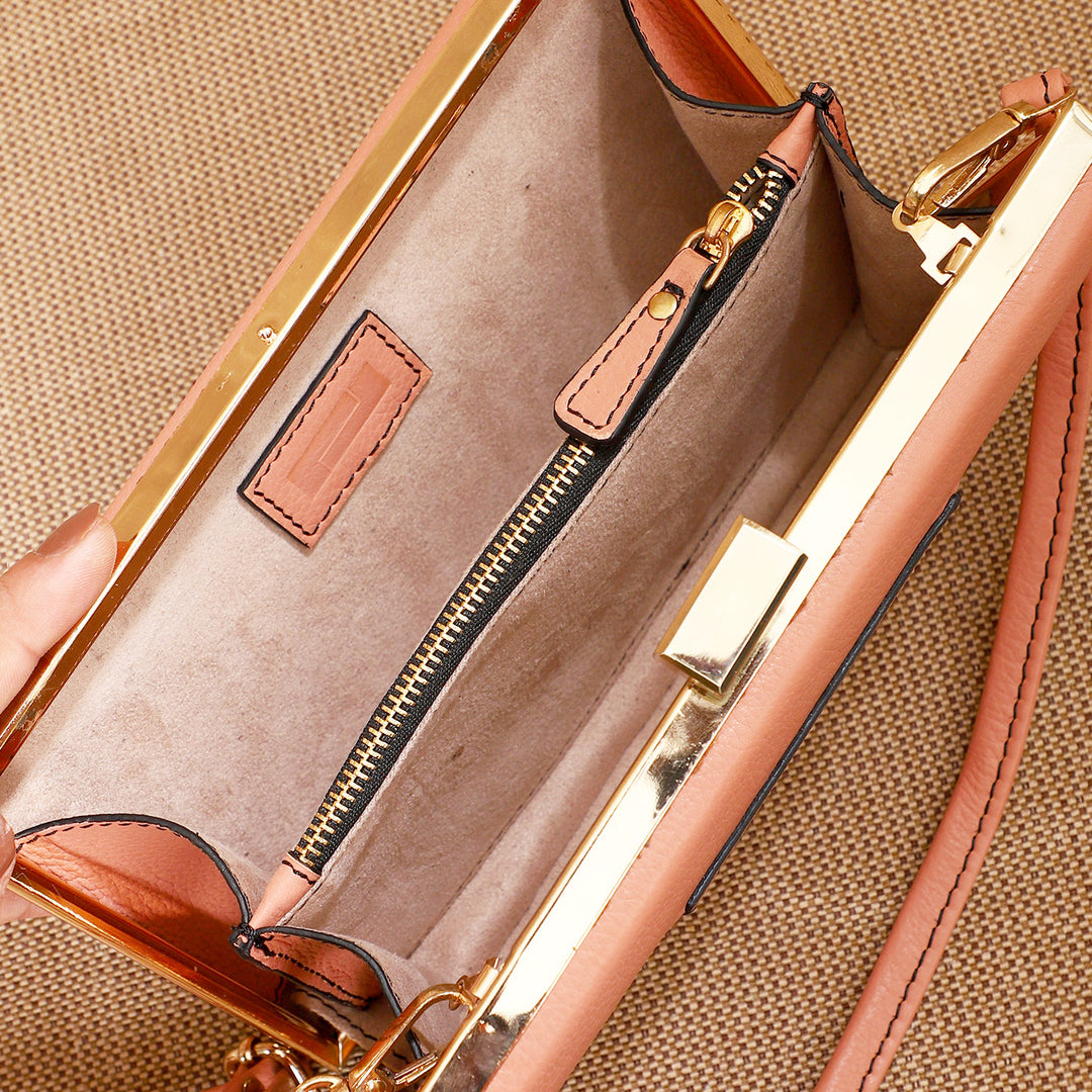 Personalized Pink Brick Leather Clutch