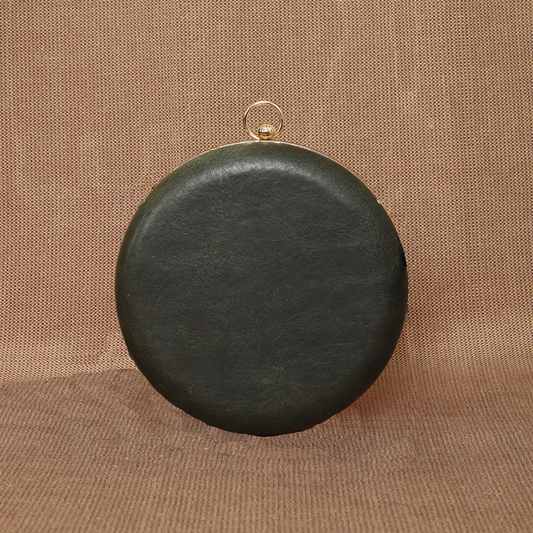 Personalized Green Round Leather Clutch